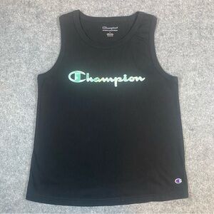 Champion Camo Print Logo Graphic Tank Top Sleeveless Girls Size L (14) Black
